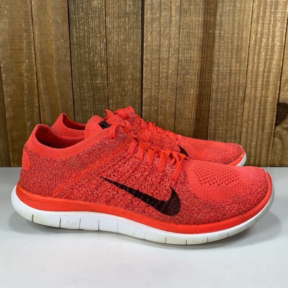 ❤️ Nike Free 4.0 Fly Knit Sneakers Orange Black Size 8 1/2